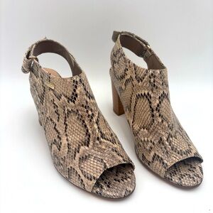 Brown Chunky Heel Slingback Peep-Toe‎ Shoes